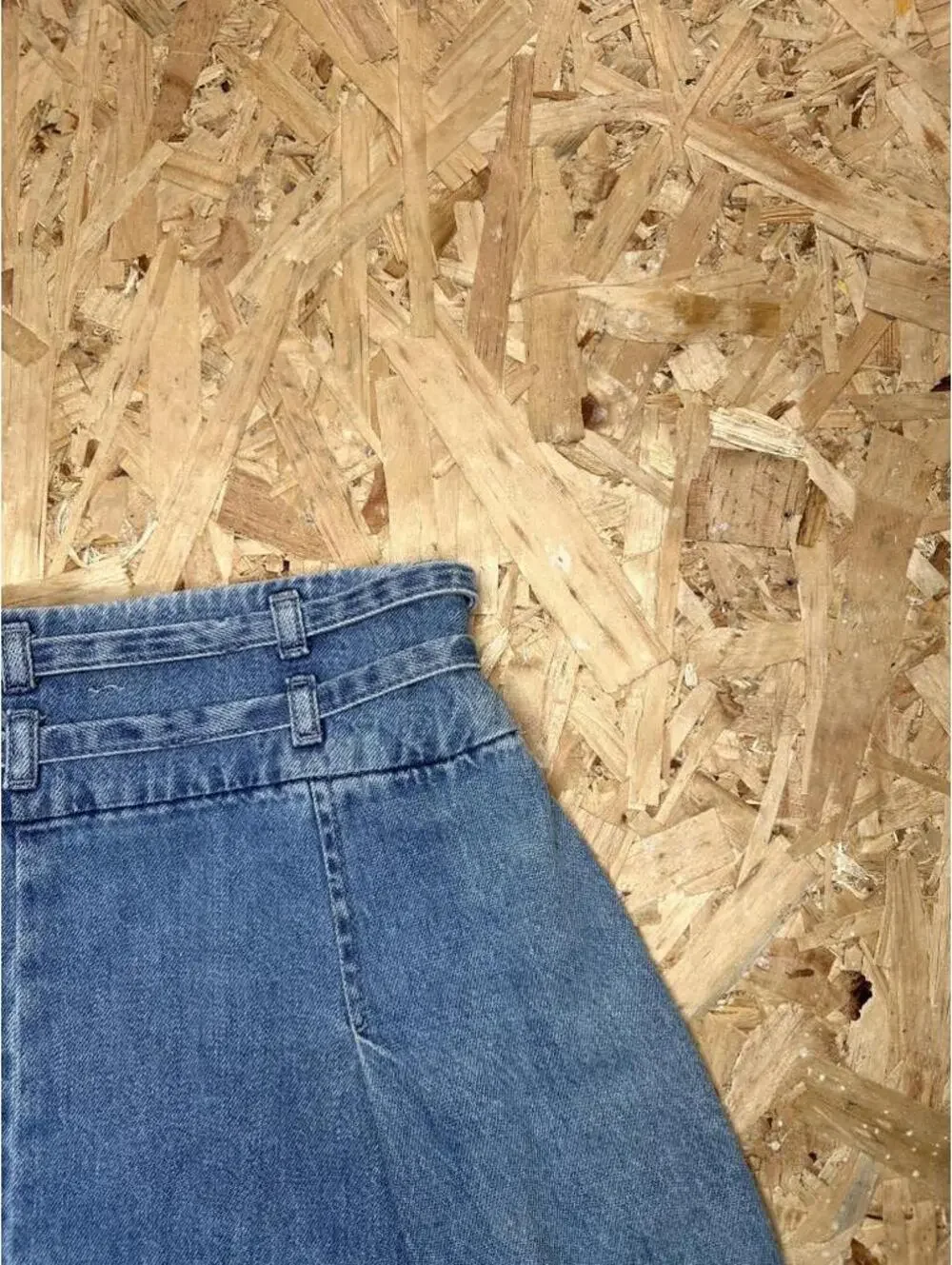 Zara Denim Pleated Mini Skirt Womens Size Small Blue Jean Belted Side Zip